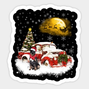 Red Truck Xmas Tree Blue Heeler Christmas Sticker